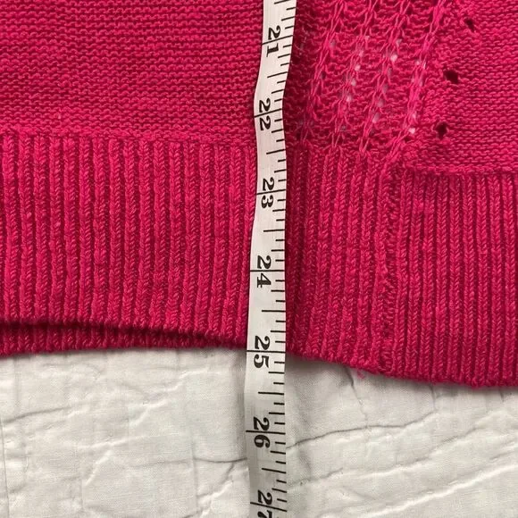 Anthropologie Knit Linen Blend Fuchsia Crewneck Sweater size XS - Picture 7 of 7